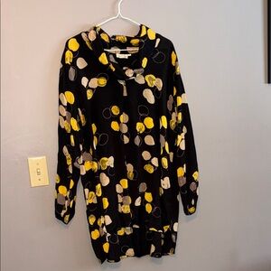Masai Elegant Black Mock Turtleneck Tunic with Yellow and Silver Accents